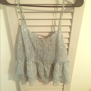 Light blue and yellow sheer crop top size medium